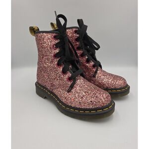 Dr Marten Doc Martens 1460 Farrah Women's Chunky Glitter Lace Up Boots US 5 Pink